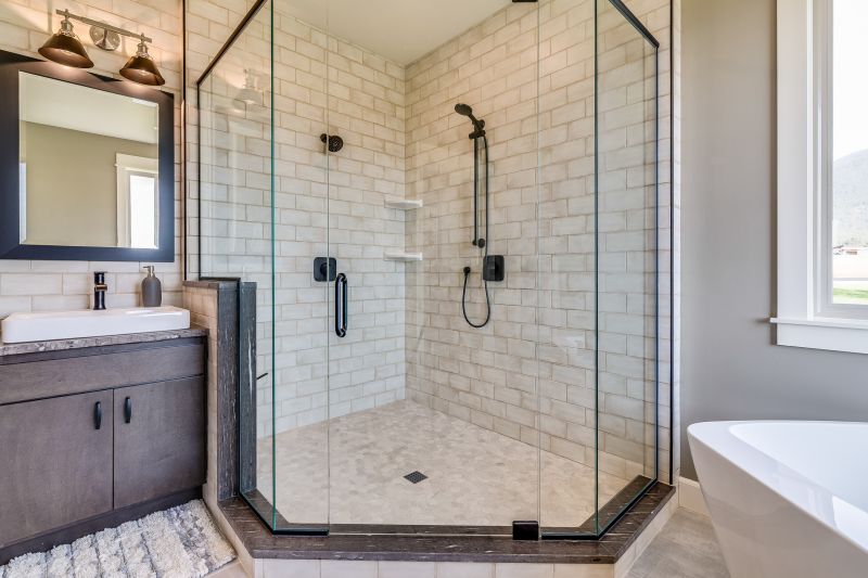 Contemporary Shower with Floating Bench